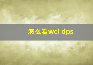 怎么看wcl dps